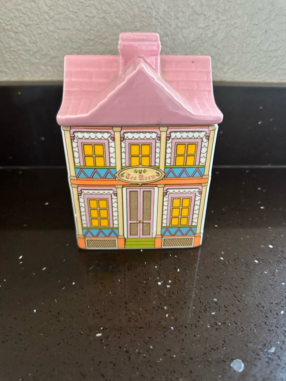 Avon Pink & Yellow Decorative House Trinket Box